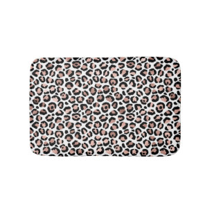 Tapete De Banheiro Rosa ouro impressão leopardo preto cheetah trendy