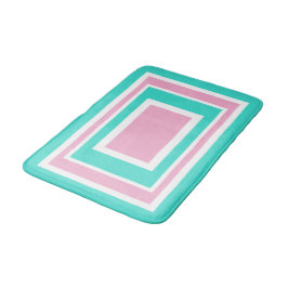 Tapete De Banheiro Rosa Turquesa Branco Geométrico