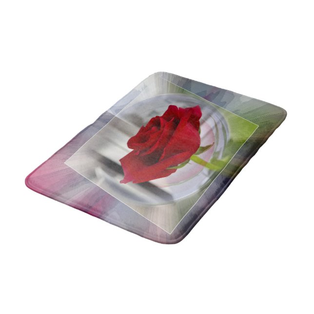 Tapete De Banheiro Rosa vermelha 2 (Angulado)