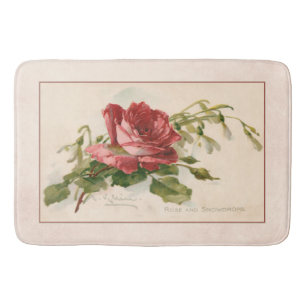 Tapete De Banheiro Rosa vermelha elegante do vintage