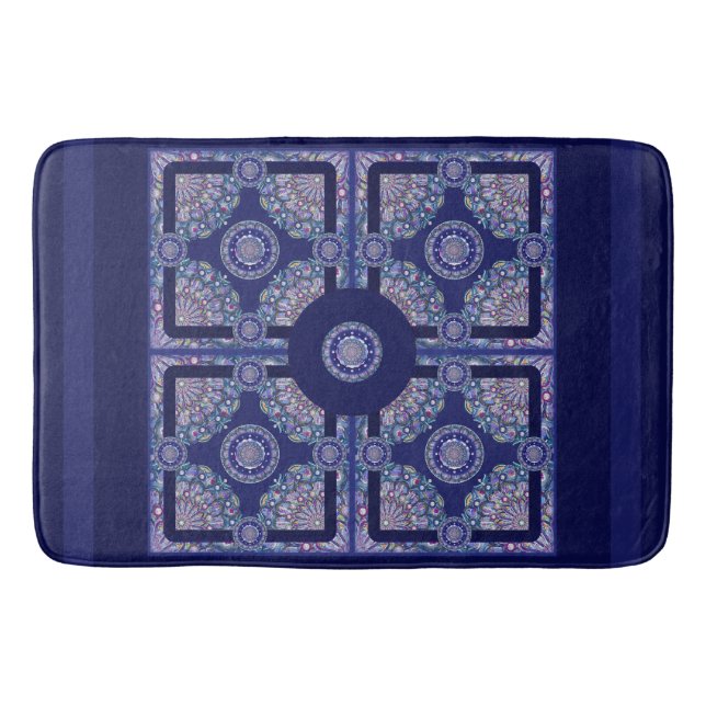 Tapete De Banheiro Rosace Azul (Frente)