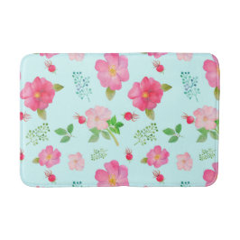 Tapete De Banheiro Rosas Adoráveis e Padrão de Aquarela de Hips Rosa