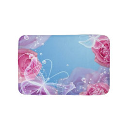 Tapete De Banheiro Rosas borboletas