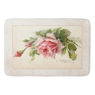 Tapete De Banheiro Rosas cor-de-rosa românticos no fundo do artesão