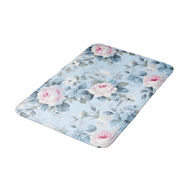 Tapete De Banheiro Rosas Floral-Impressão (Angulado)
