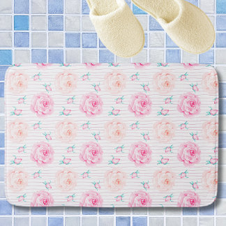 Tapete De Banheiro Rosas Pastel Rosa Aguarela Românticas Com Listras