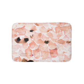 Tapete De Banheiro Rosas, pedras e folhas, padrão de aquarela.