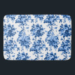 Tapete De Banheiro Rosas Românticos Antigos da Vintagem - Azul em Bra<br><div class="desc">Vintage antiga elegante e clássica,  rosas azuis Delft em fundo branco.</div>