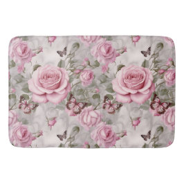 Tapete De Banheiro Rosas rosa e Borboletas Aquarela
