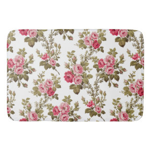 Tapete De Banheiro Rosas Rosa Vintage Elegante - Fundo Branco