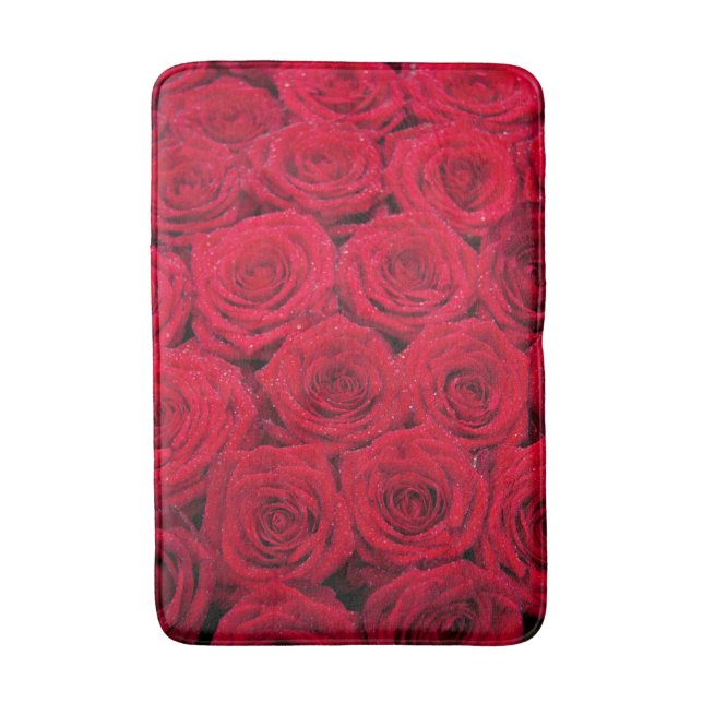 Tapete De Banheiro Rosas vermelhas com orvalho (Frente Vertical)