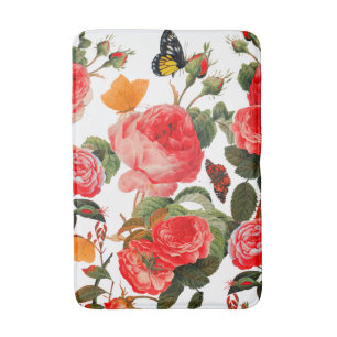 Tapete De Banheiro ROSAS VERMELHAS E BORRACHAS AMARELAS Branco