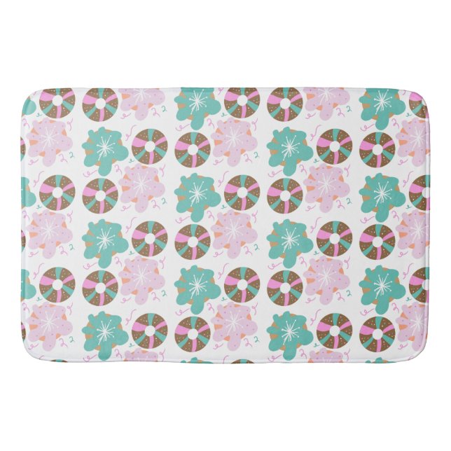 Tapete De Banheiro Rosquinhas de Natal, Rosa (Frente)