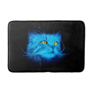 Tapete De Banheiro Rosto de Gato Azul