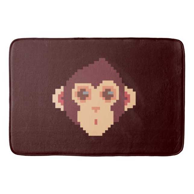 Tapete De Banheiro Rosto de macaco pixelado fofo (Frente)