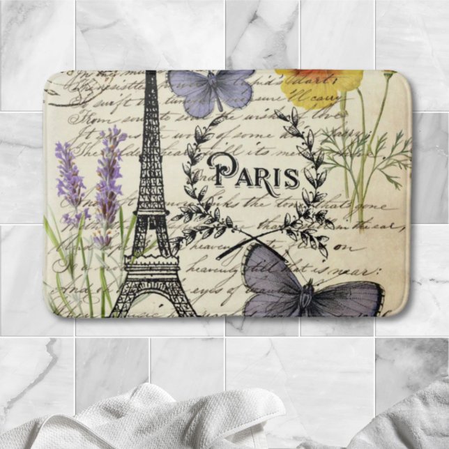Tapete De Banheiro roteiros russos do país paris eiffel torre (rustic french country scripts paris eiffel tower bath mat)