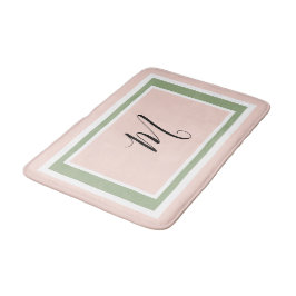 Tapete De Banheiro Rótulo de Monograma Geométrico Rosa Verde Desbotad
