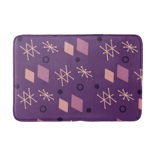 Tapete De Banheiro Roxo Abstrato Geométrico dos anos 50