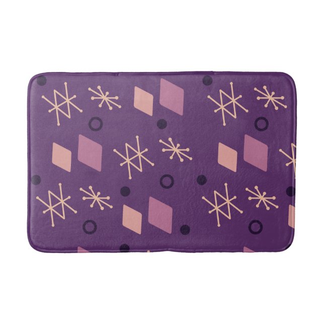 Tapete De Banheiro Roxo Abstrato Geométrico dos anos 50 (Frente)