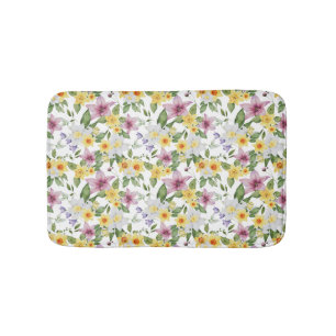 Tapete De Banheiro Roxo Amarelo Branco Verde Floral Boho Chic