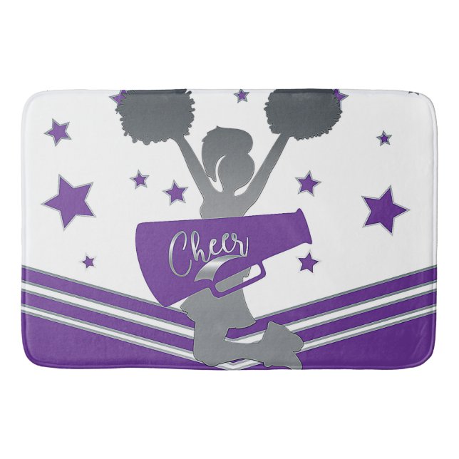 Tapete De Banheiro Roxo Branco Estrelas Prateadas Animam Torcida Chee (Frente)