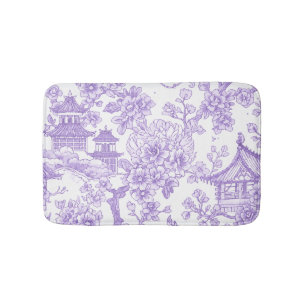Tapete De Banheiro Roxo Chinoiserie Toile Dragão Flor de Cerejeira
