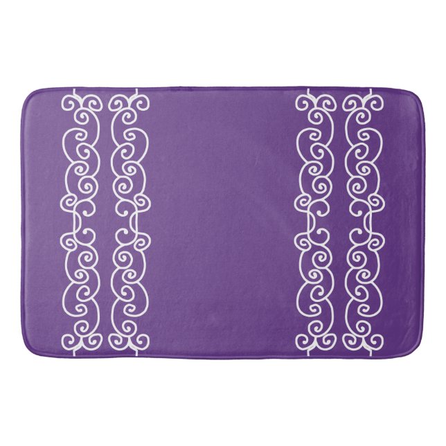Tapete De Banheiro Roxo com rolos brancos (Frente)