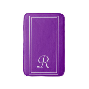 Tapete De Banheiro Roxo Elegante Monograma Personalizado