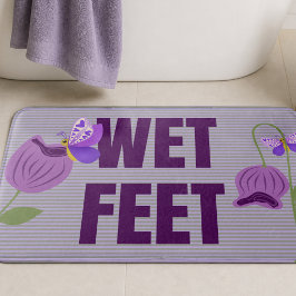 Tapete De Banheiro Roxo Pastel Listrado Floral Fofo