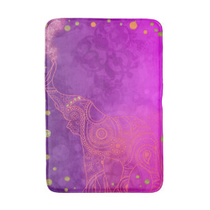 Tapete De Banheiro Roxo Púrpura Ouro Elefante Exótico Brilhante Boa S