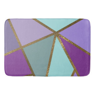 Tapete De Banheiro Roxo Rosa Teal Turquesa & Bronze Dourado Geométric