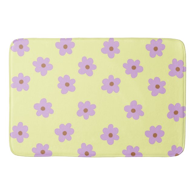 Tapete De Banheiro Roxo Whimsso e Floral Amarelo Cheio (Frente)