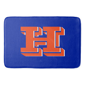 Tapete De Banheiro Royal Blue and Orange Collegiate Color Monogram