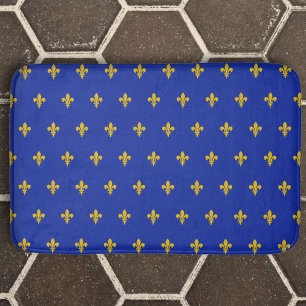 Tapete De Banheiro Royal Blue Bath Mat com ouro Fleur de Lis