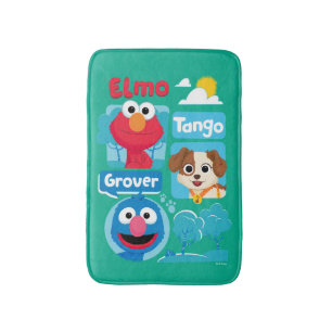 Tapete De Banheiro Rua Sésamo Elmo, Tango e Grover Park Graphic