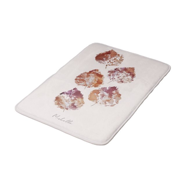 Tapete De Banheiro Rustic Autumn Falling Leaves Watercolor Art (Angulado)