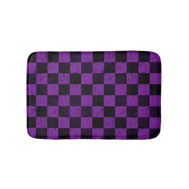 Tapete De Banheiro Rustic Checks, Purple and Black (frente)