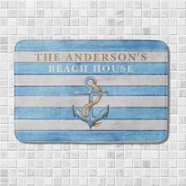 Tapete De Banheiro Rustic Family Beach House Stripes Náuticas