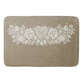 Tapete De Banheiro Rustic Kraft & White Lace Casa de Fazenda Em Croch