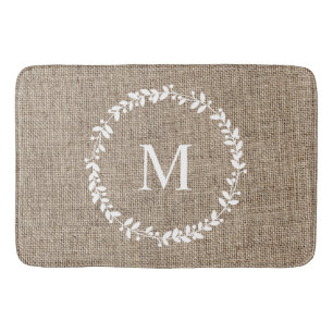 Tapete De Banheiro Rustic Laurel Wreath Farmhouse Style Monogramas 