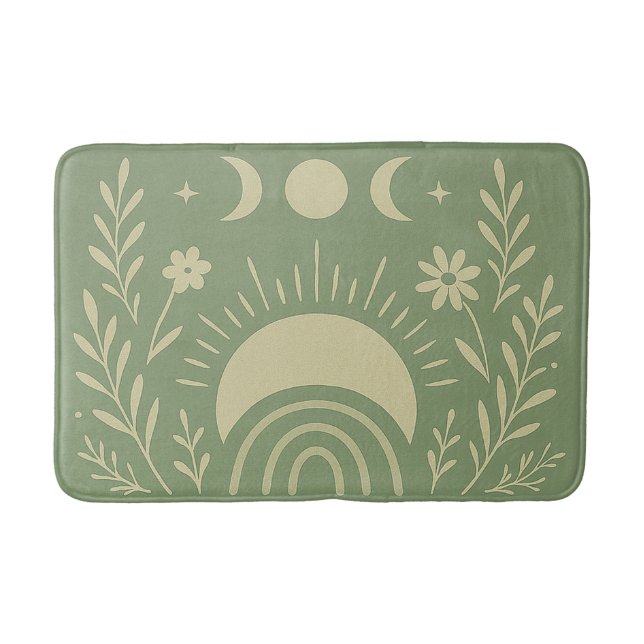 Tapete De Banheiro Sage Green Celestial Bath Mat (Frente)