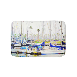 Tapete De Banheiro Sail Boat Marina Art Bath Mat Rug