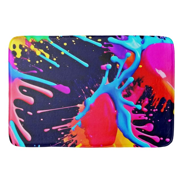Tapete De Banheiro Salpicos Elétricos de Cores Vibrantes (Frente)