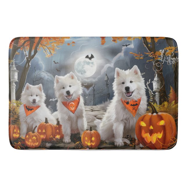 Tapete De Banheiro Samoyed Halloween Spooky (Frente)