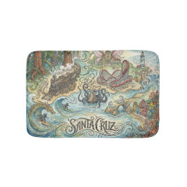 Tapete De Banheiro Santa Cruz California Illustrated Map Mythical