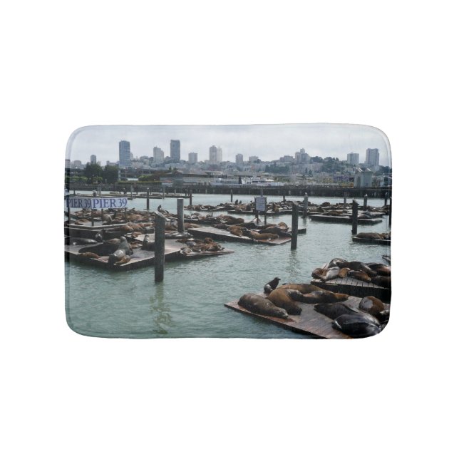 Tapete De Banheiro São Francisco e Pier 39 Sea Lions City Skyline (frente)