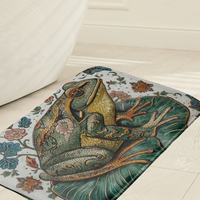 Tapete De Banheiro Sapo Cloisonne em Folha de Lótus (Criador carregado)