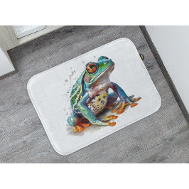 Tapete De Banheiro Sapo em Aquarela de Tons Preciosos