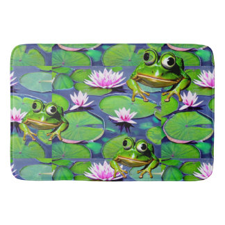 Tapete De Banheiro Sapos De Lotus E Lily Pad