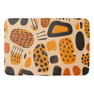 Tapete De Banheiro "Savanna Pop: Vibrações Tribais em Laranja e Preto